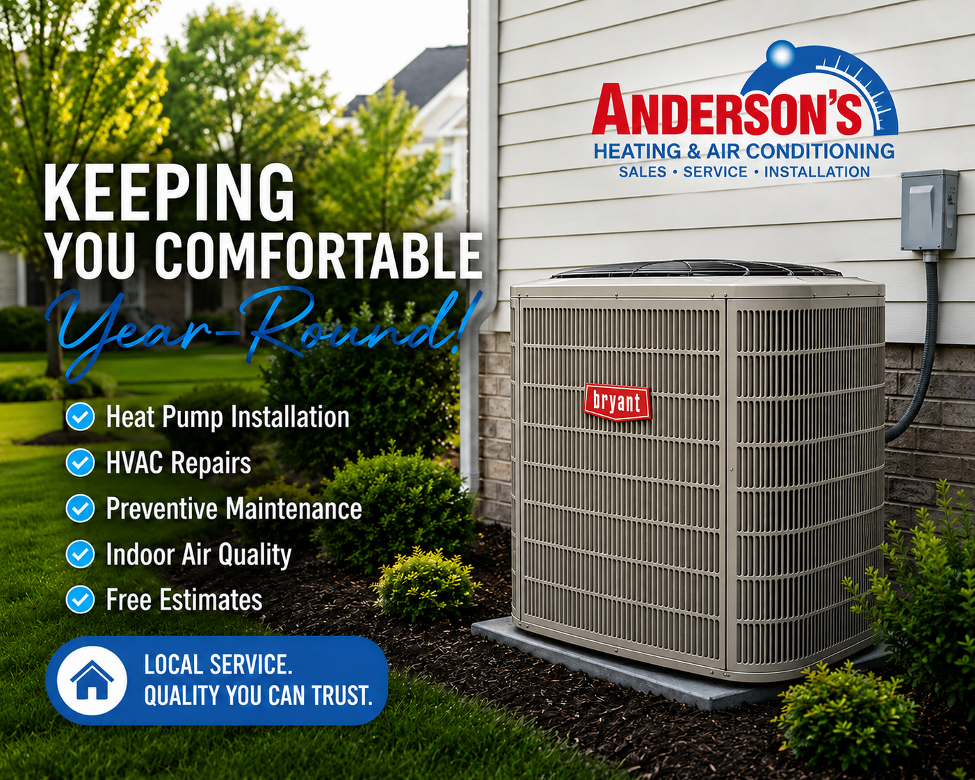 HVAC services by Anderson's Heating and Air Conditioning in Winterville NC