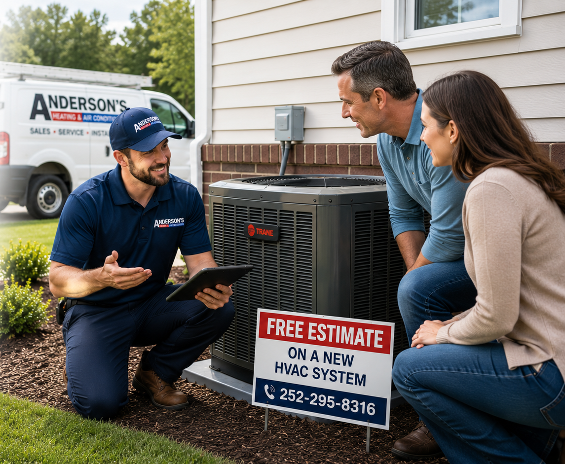 Free HVAC estimate for heating and cooling system replacement in Winterville NC