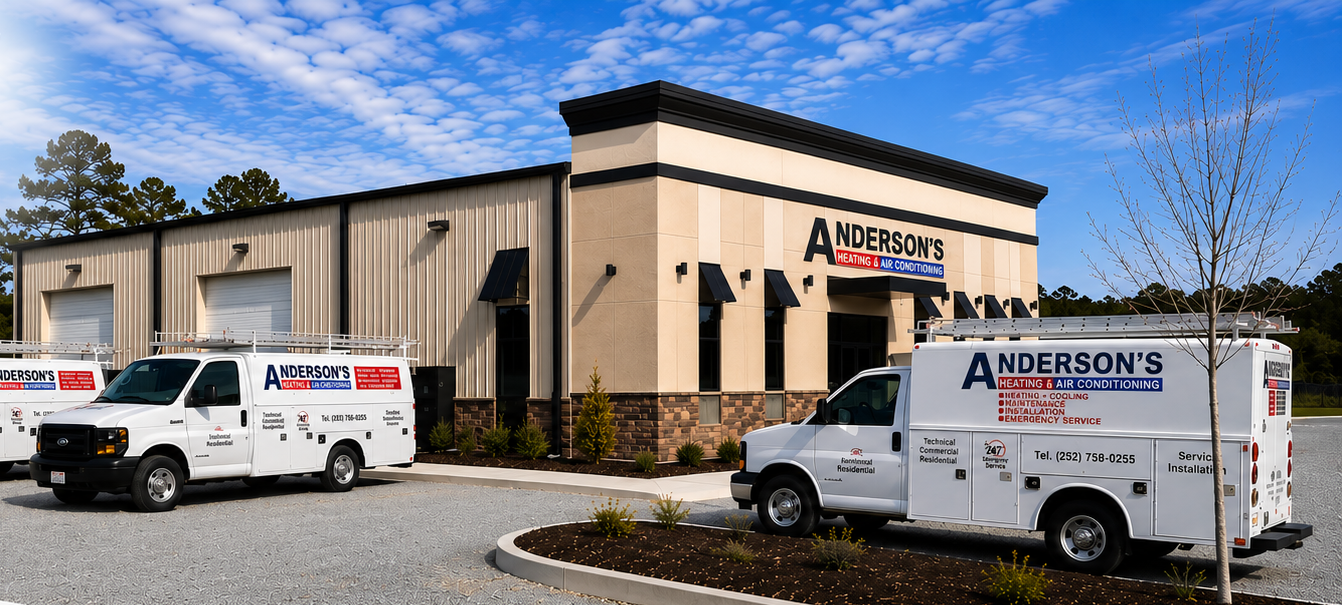 Anderson's Heating and Air Conditioning service areas in Eastern North Carolina