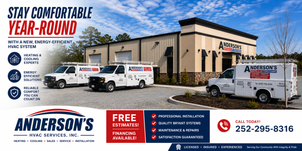 Anderson's HVAC services for Winterville and surrounding North Carolina areas